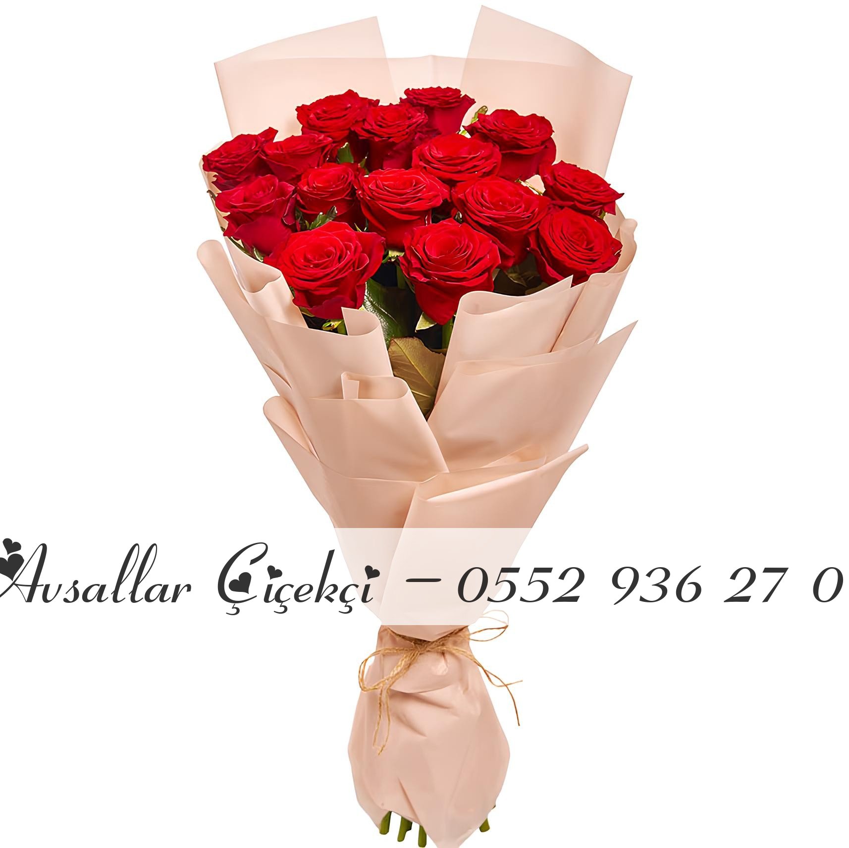 15 Adet Gül Buketi Pembe Kağıtta