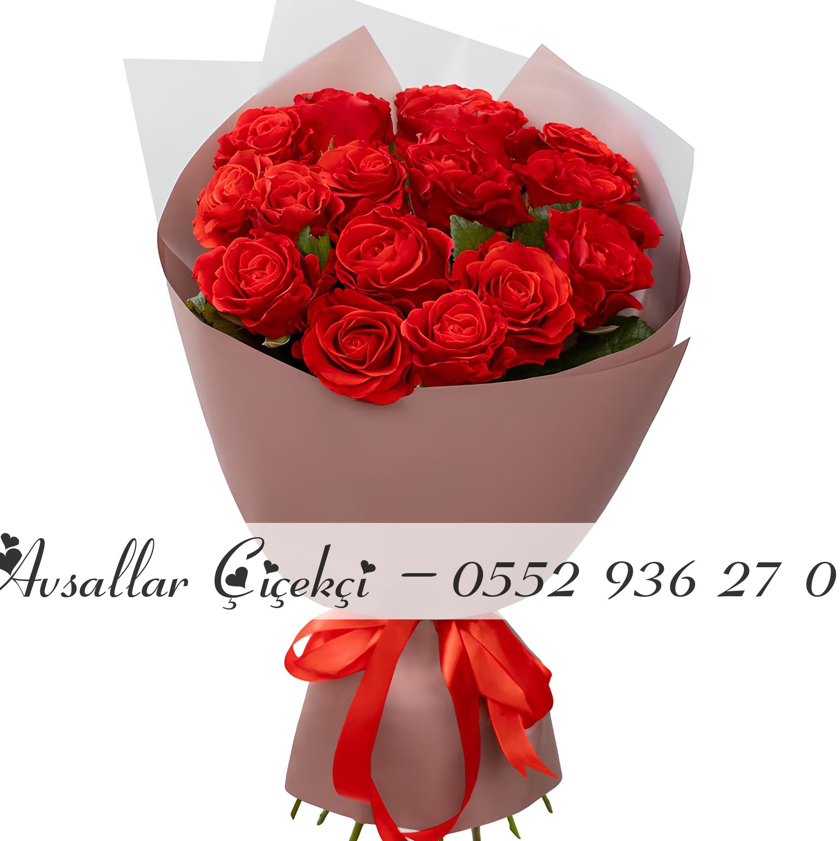 15 Büyük Boy Kırmızı Gül Buketi