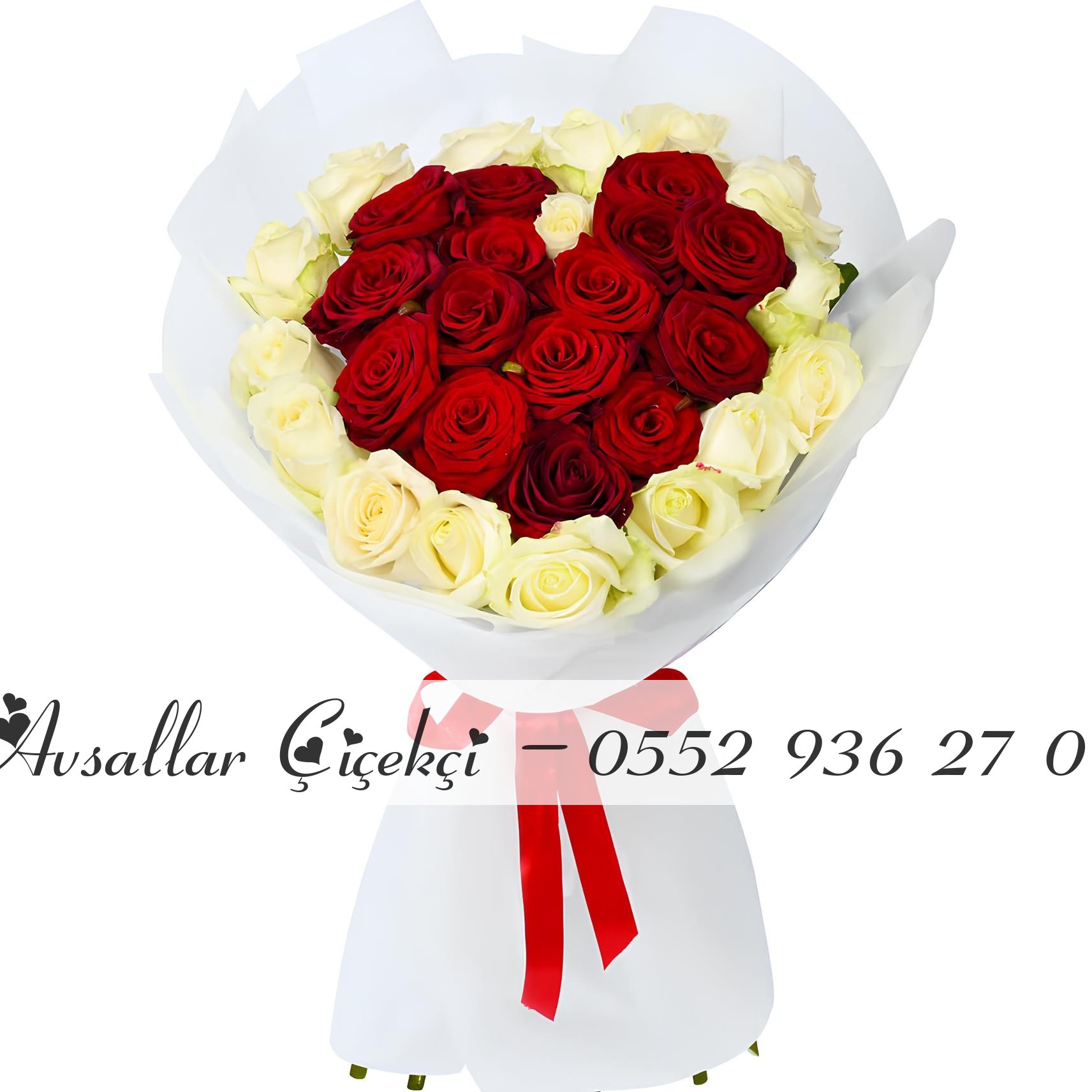 15 Kırmızı Gül 16 Beyaz Gül Buketi
