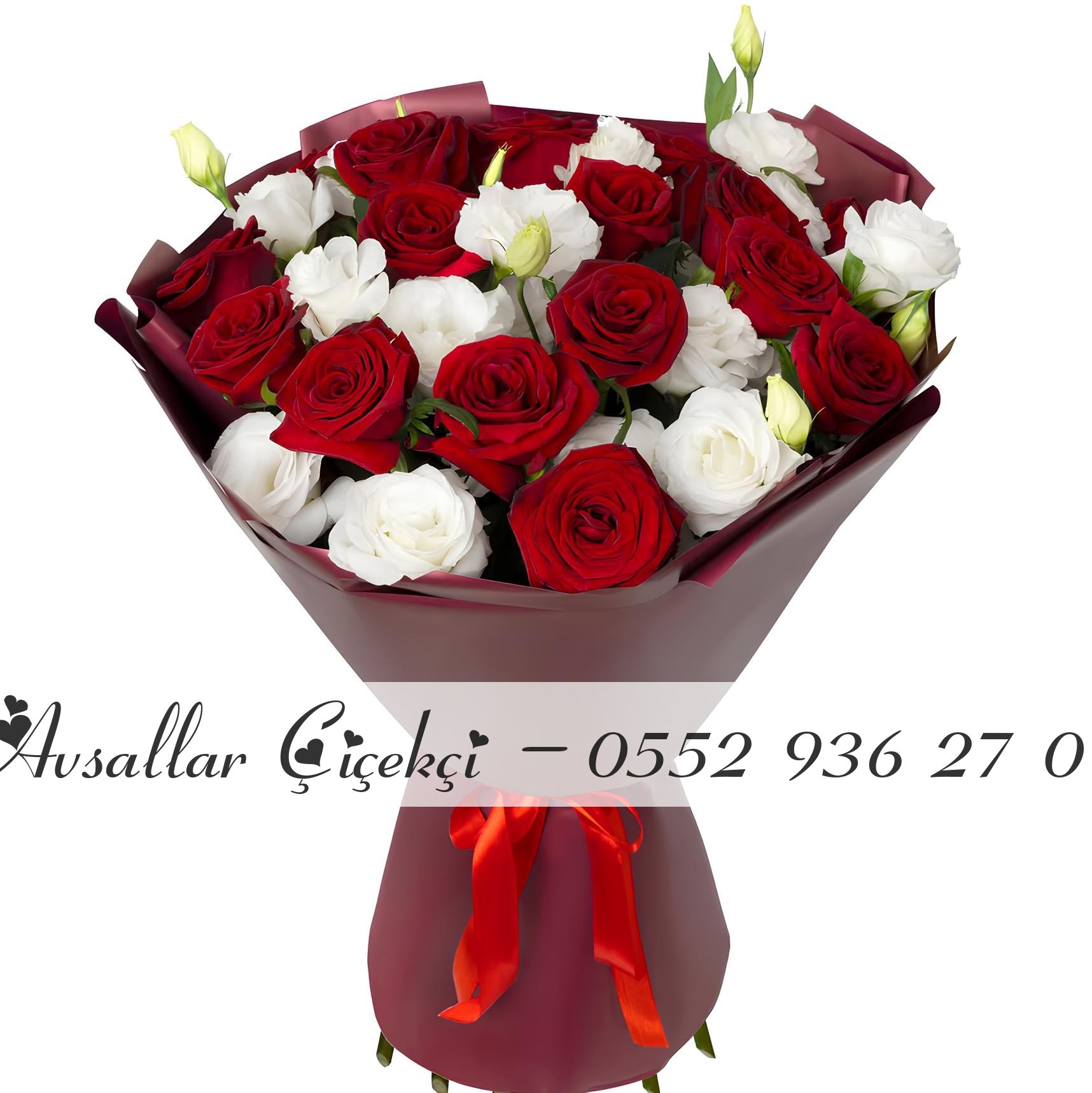 17 Kırmızı Ve Beyaz Gül Buketi