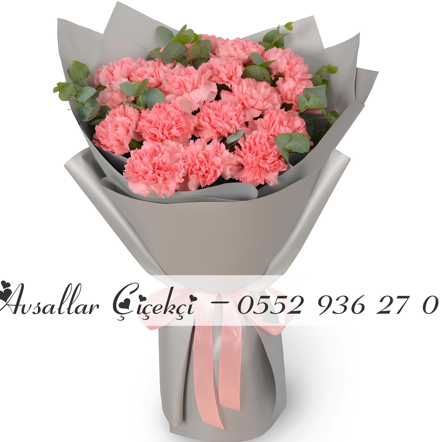 17 Pembe Karanfil Buketi