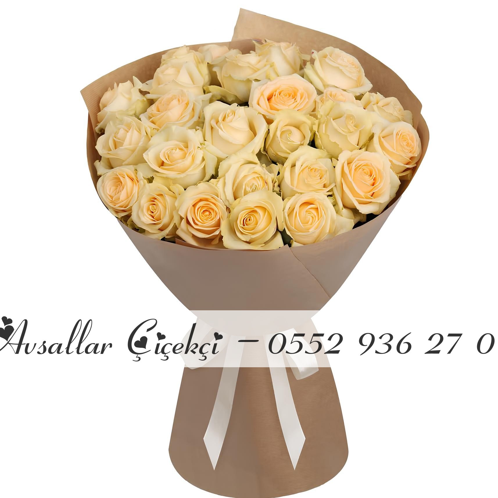 21 Adet Krem Gül Buketi