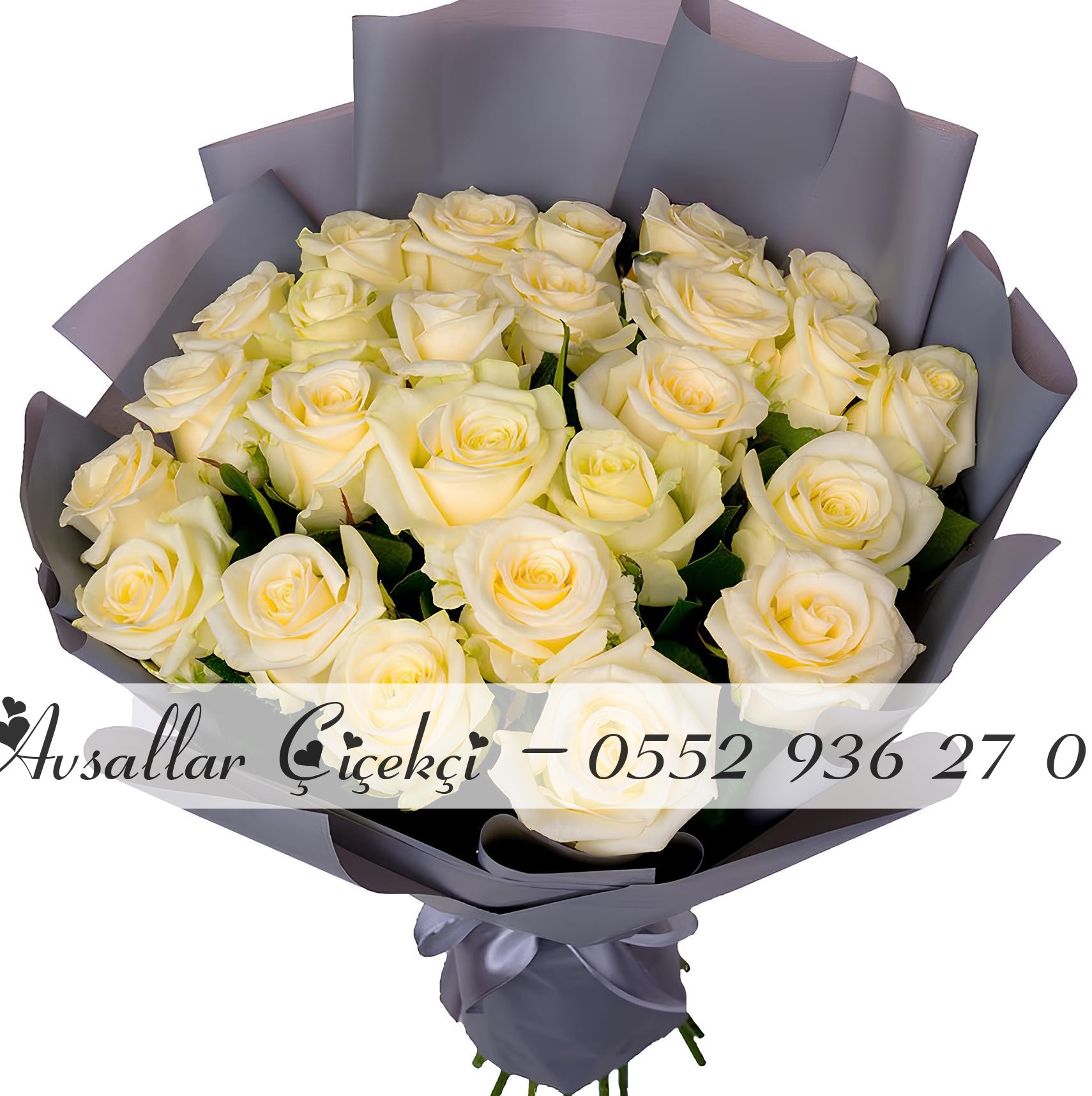 25 Beyaz Gül Buketi