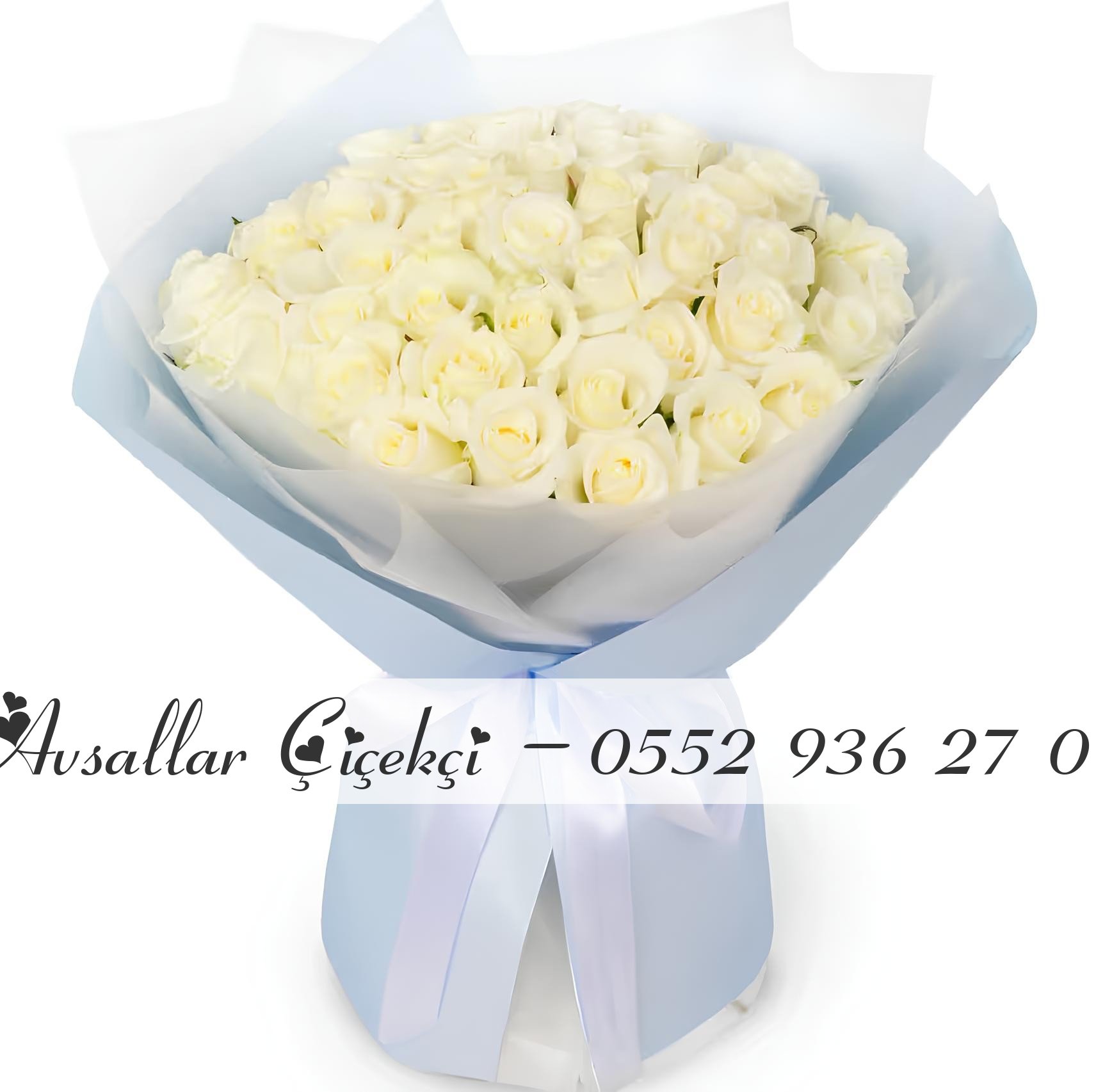 51 Adet Beyaz Gül Buketi