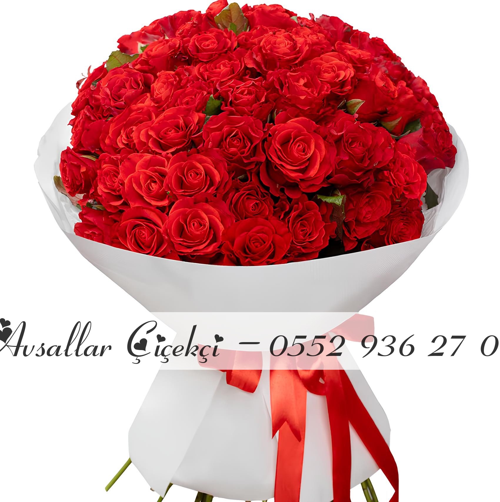 51 Adet Büyük Boy Kırmızı Gül Buketi