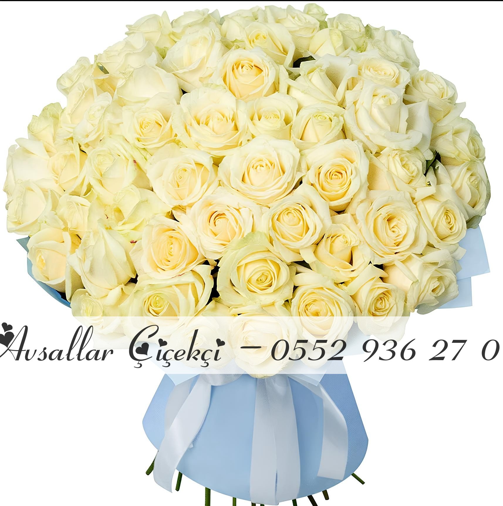 51 Adet Krem Gül Buketi