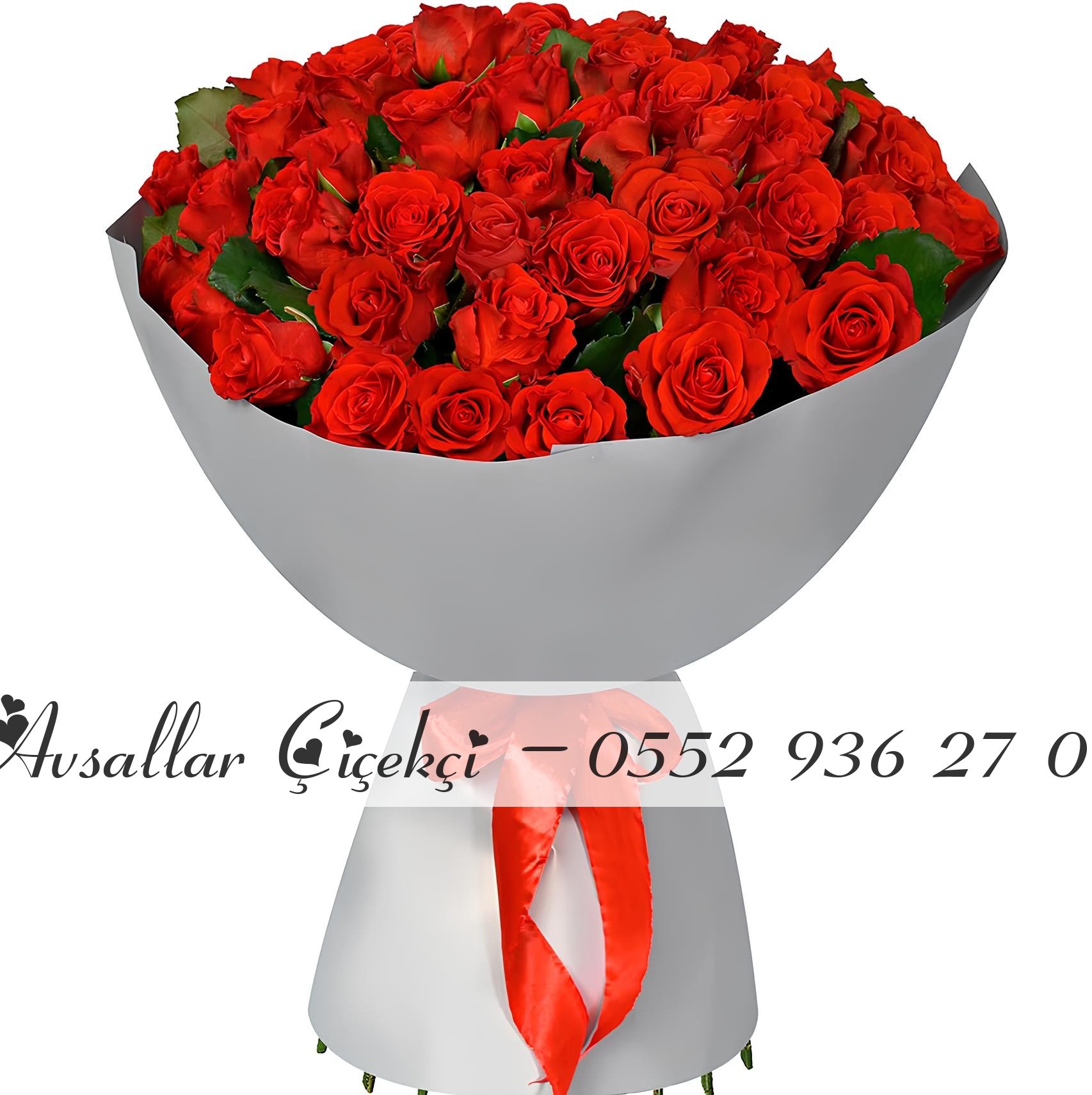 55 Tane Kırmızı Gül Buketi