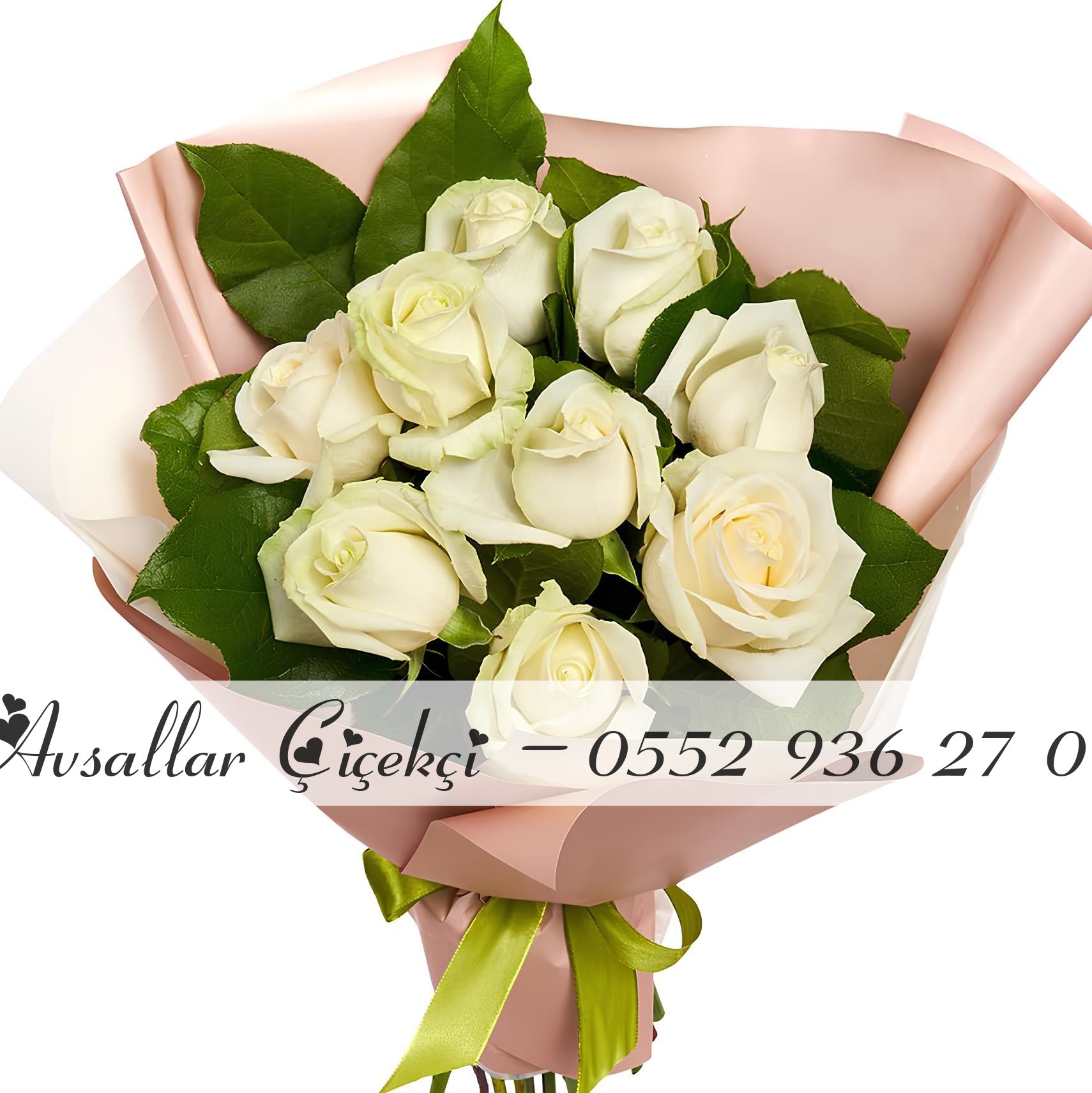 9 Beyaz Gül Buketi