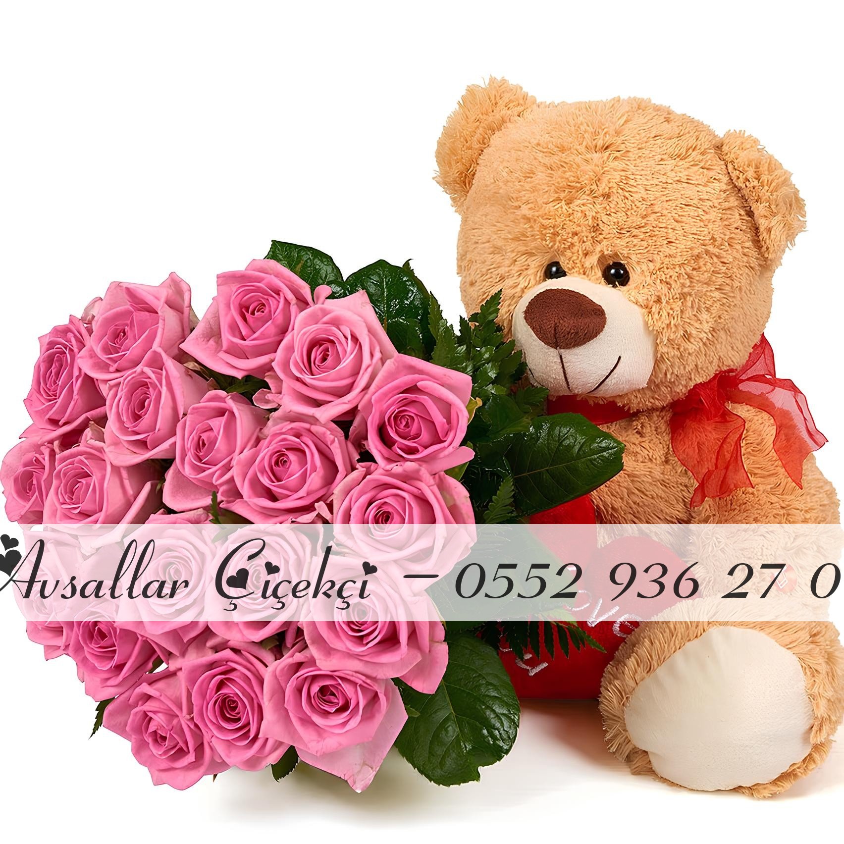 Ayıcıklı Pembe Gül Buketi