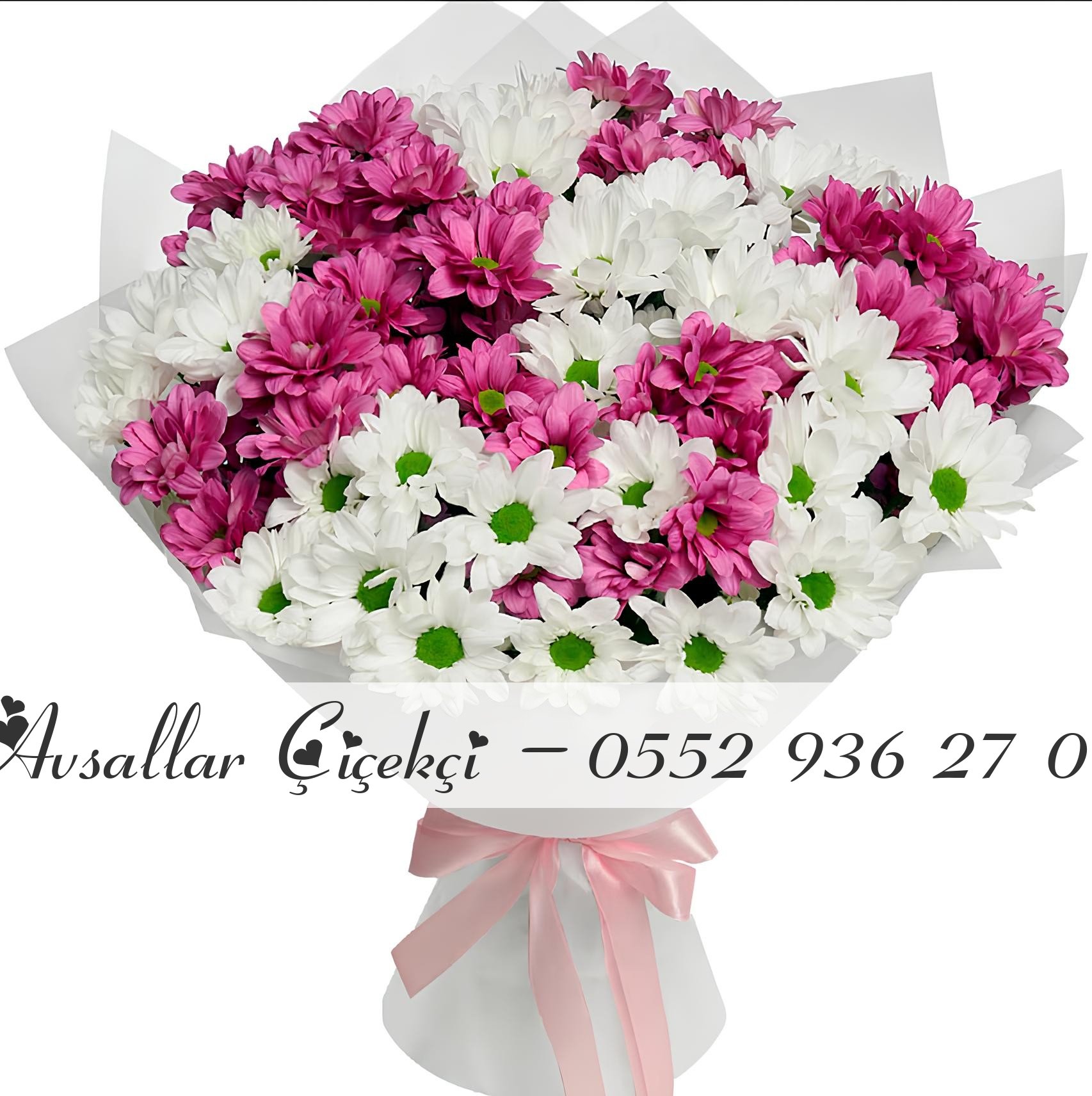 Beyaz Ve Mor Papatya Buketi