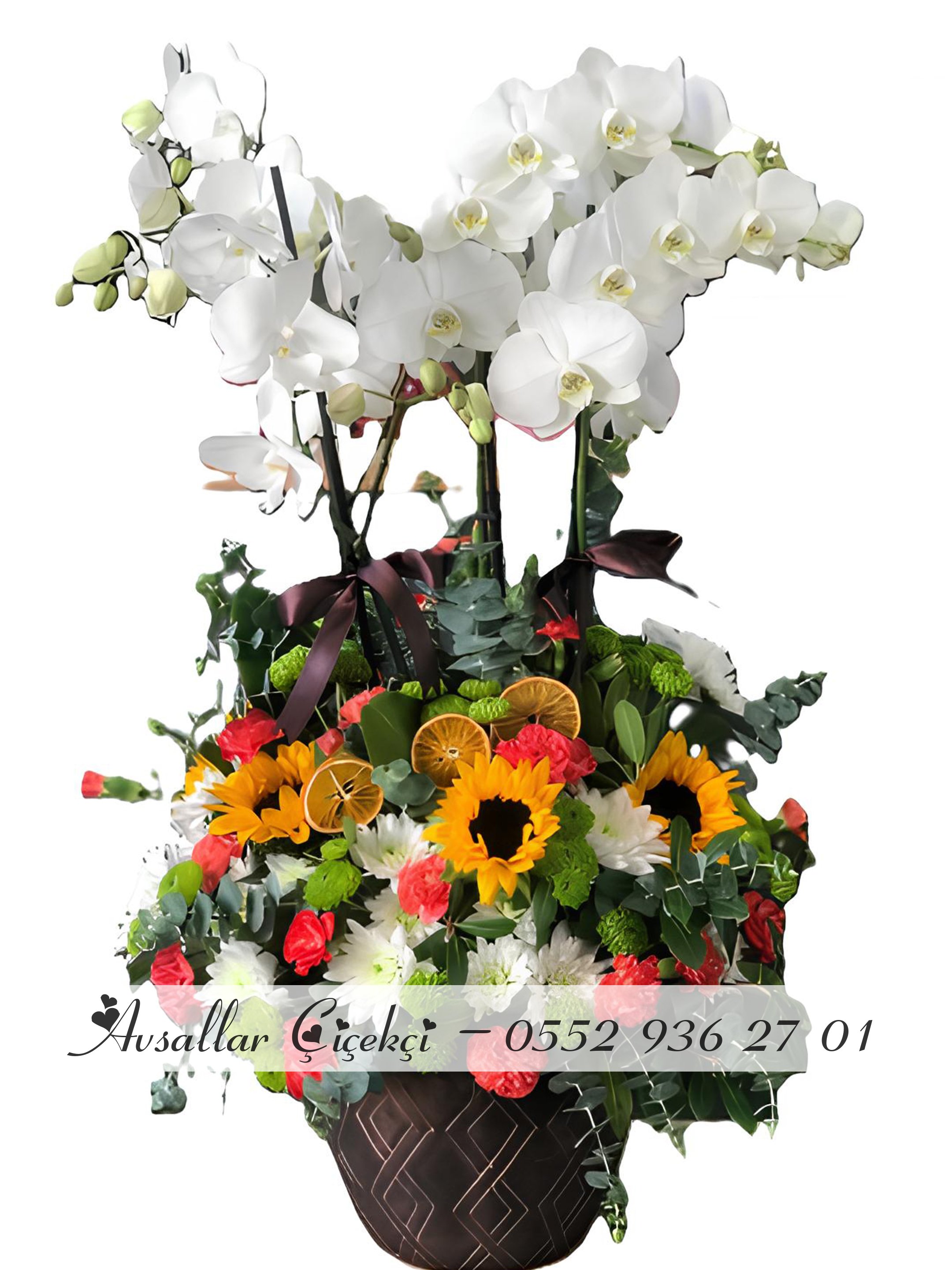 Zarif  Beyaz Orkide Aranjmanı