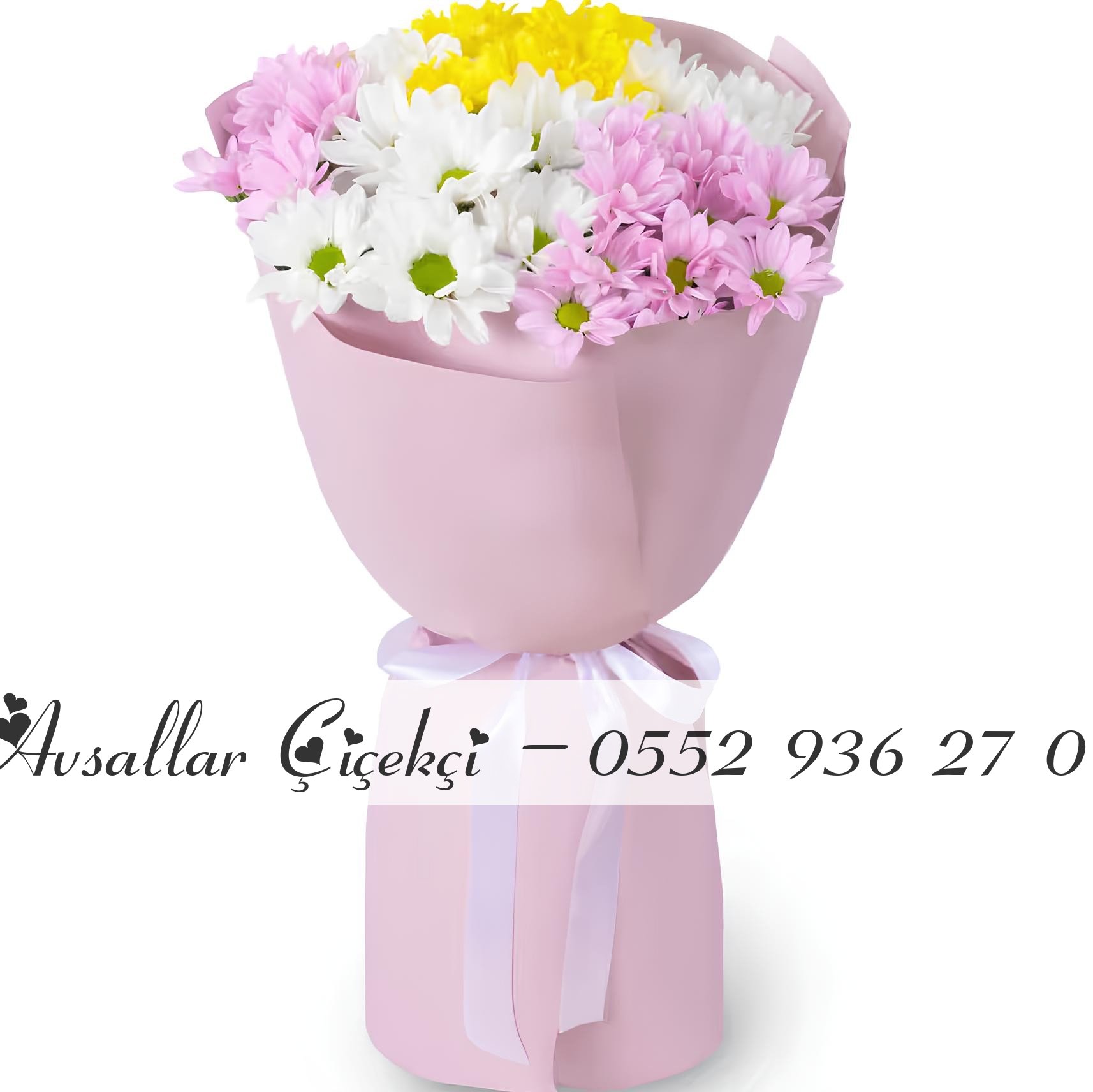 Mor Ve Beyaz Papatya Buketi