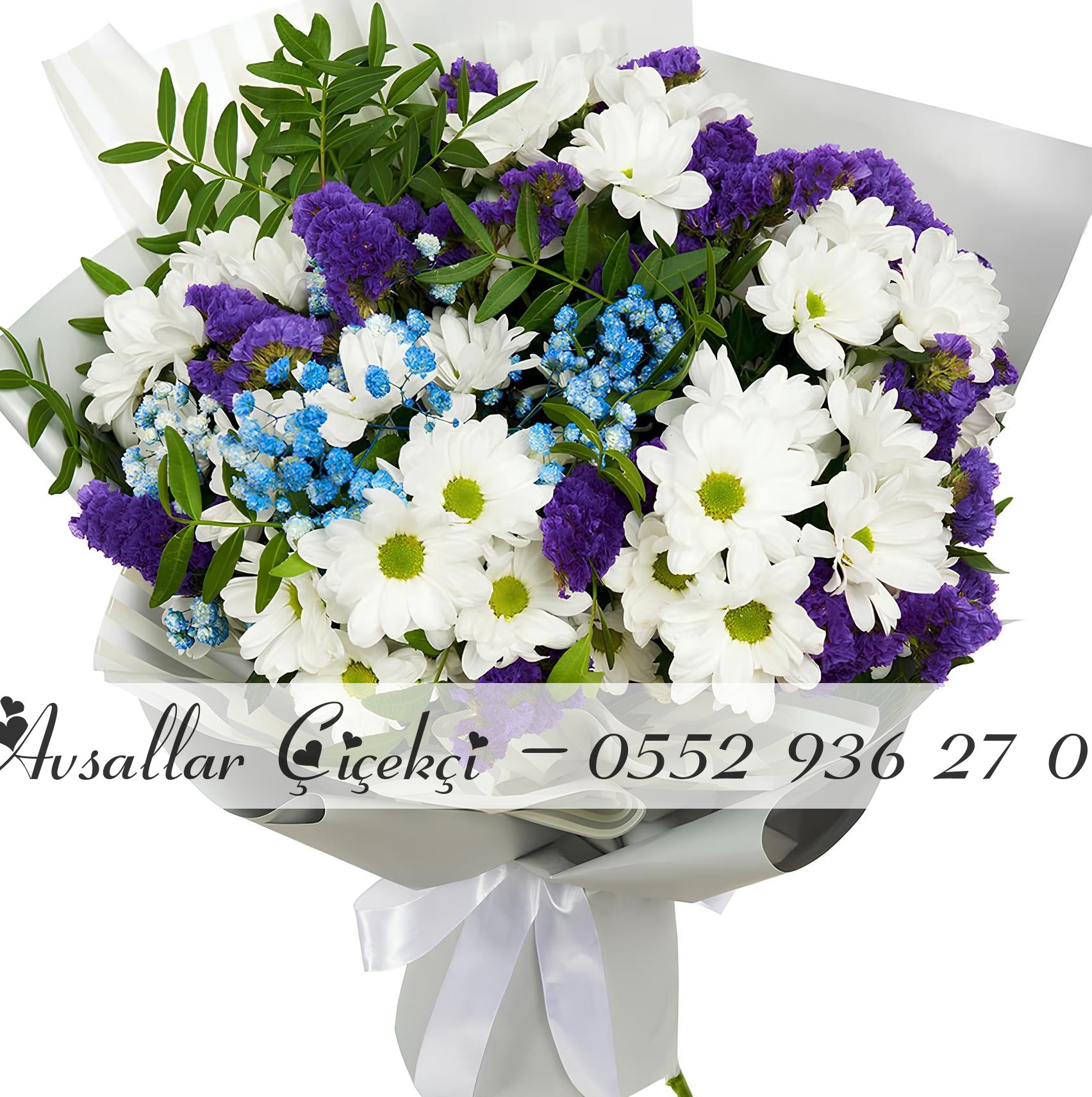 Papatya Ve Mor Kasımpatı Buketi