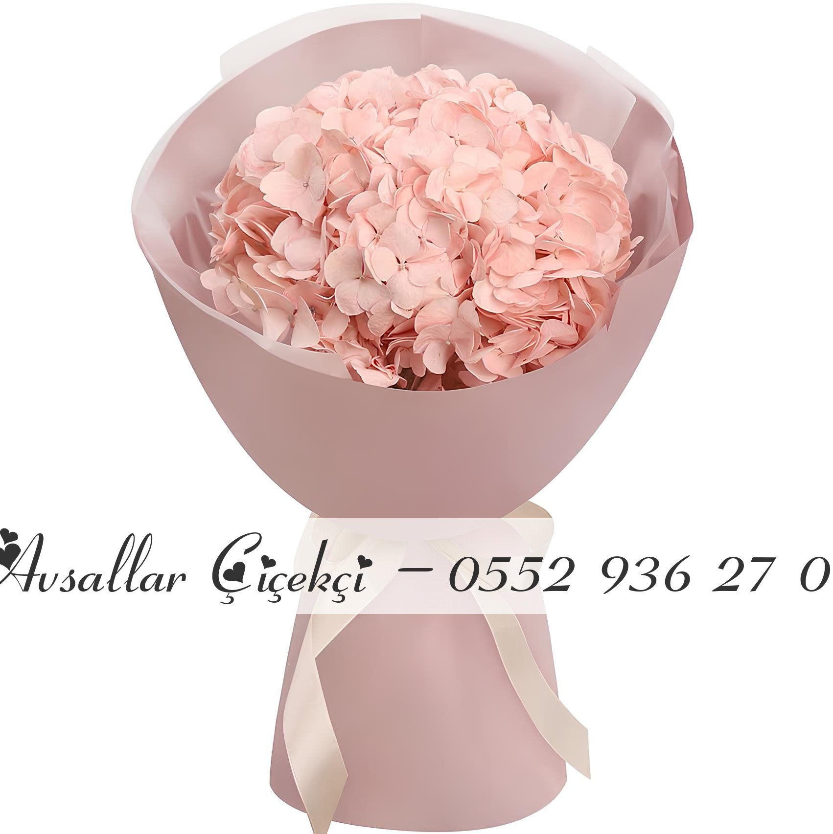 Pembe Ortanca Buketi