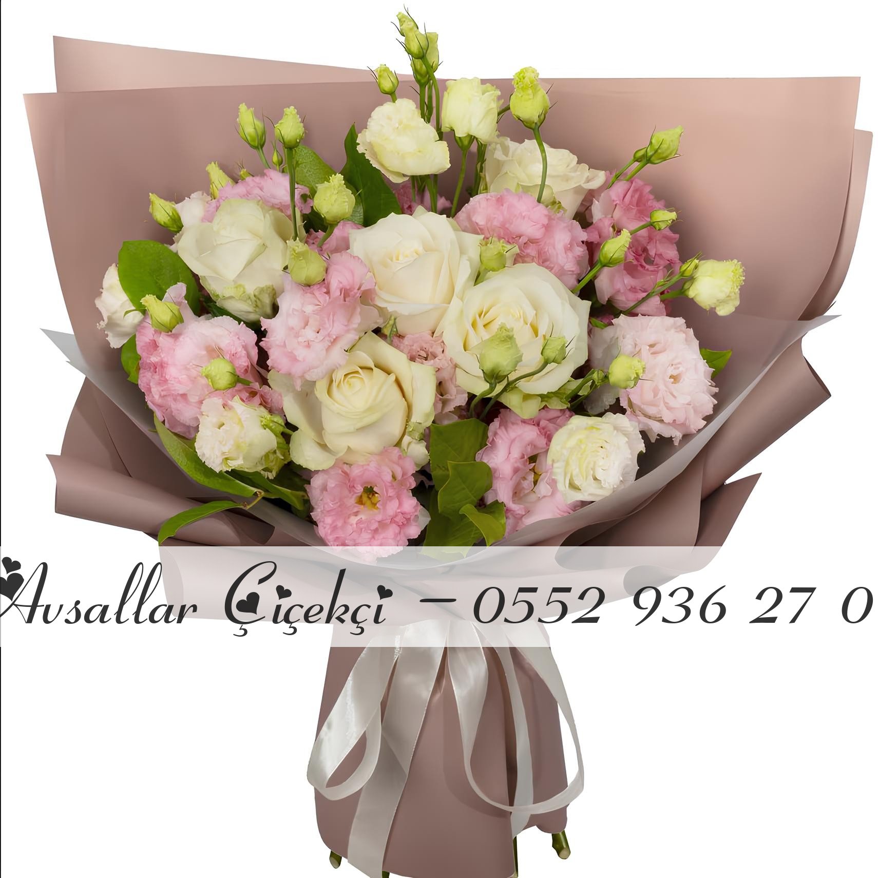 Pembe Ve Beyaz Lisyantus Buketi