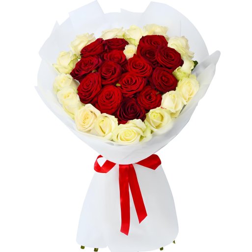 15 Kırmızı Gül 16 Beyaz Gül Buketi