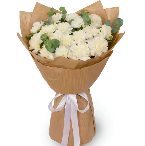 17 Adet Beyaz Karanfil Buketi