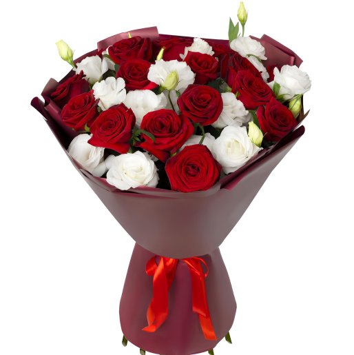 17 Kırmızı Ve Beyaz Gül Buketi