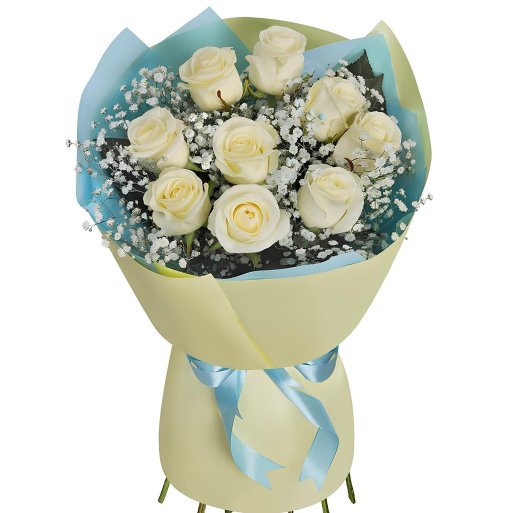 9 Beyaz Gül Premium Buket