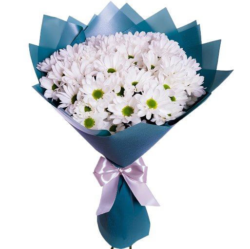 Mavi Kağıtta Papatya Buketi