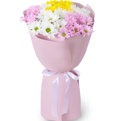 Mor Ve Beyaz Papatya Buketi